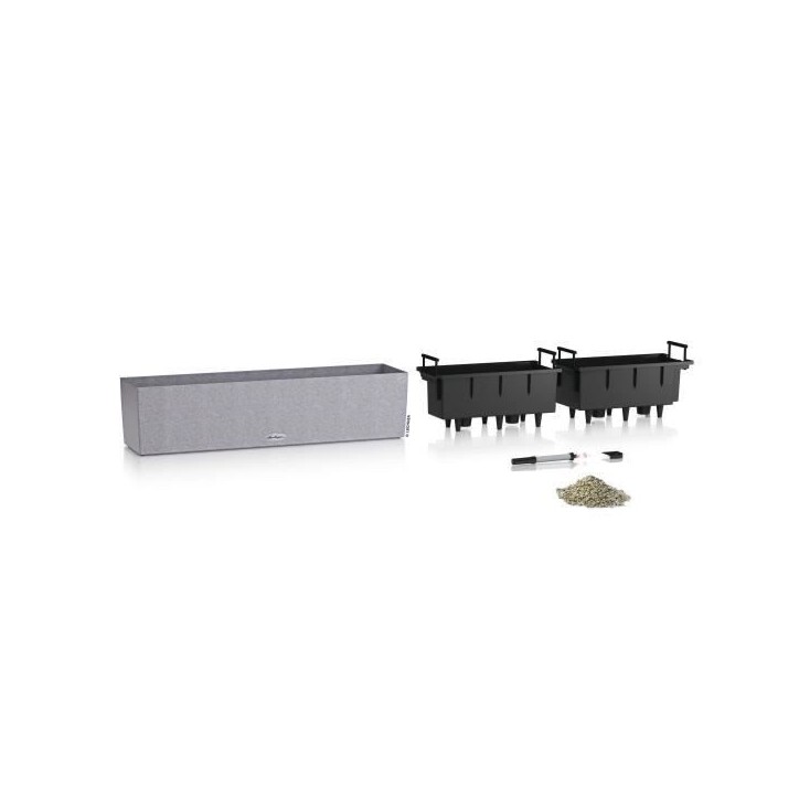 LECHUZA Jardiniere - Balconera stone 80 - 79 x 19 x 19 cm - 12 L - Kit complet - Gris pierre LECHUZA Jardiniere - Balconera stone 80 - 79 x 19 x 19 cm - 12 L - Kit complet - Gris pierre
