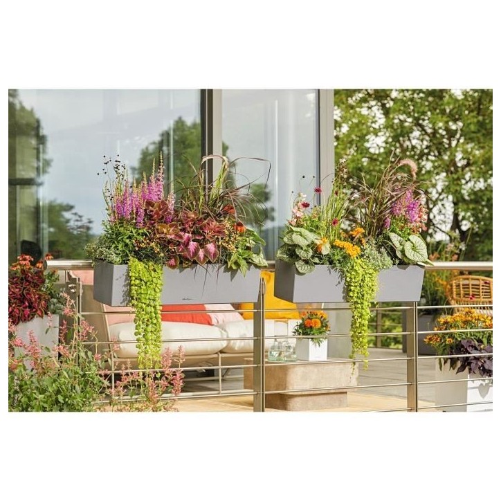LECHUZA Jardiniere - Balconera stone 80 - 79 x 19 x 19 cm - 12 L - Kit complet - Gris pierre LECHUZA Jardiniere - Balconera stone 80 - 79 x 19 x 19 cm - 12 L - Kit complet - Gris pierre