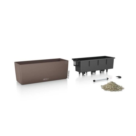 LECHUZA Kit de plantation en pot Balconera 50 - 50x19 cm - Polypropylene - Marron - Intérieur & extérieur
