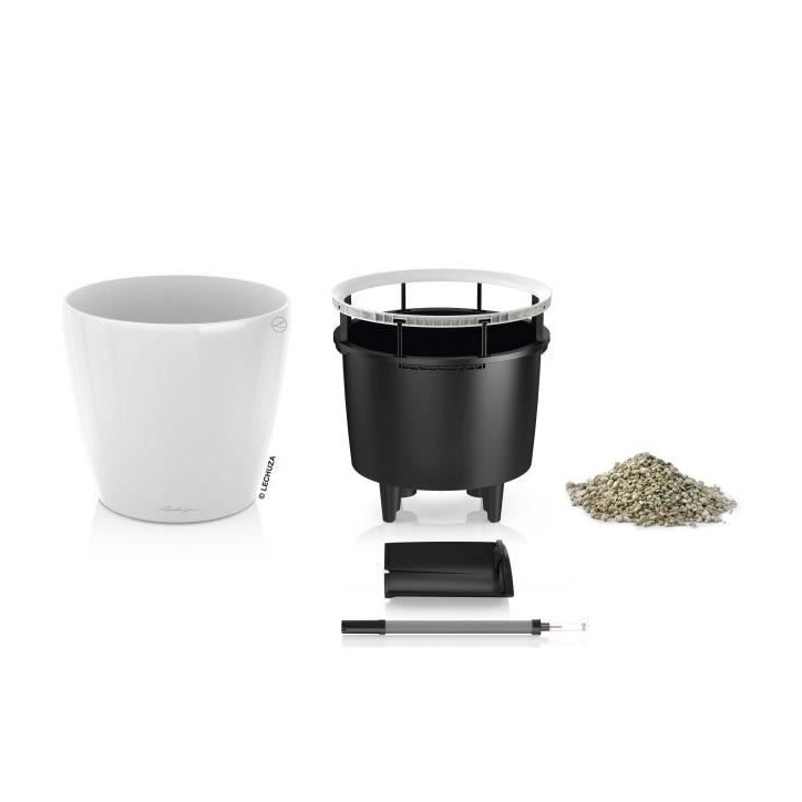 LECHUZA Pot de fleurs - Classico Premium LS 21 - Ø 22 x 20 cm - 3 L - Kit complet - Arrosage automatique - Blanc brillant LECHUZA Pot de fleurs - Classico Premium LS 21 - Ø 22 x 20 cm - 3 L - Kit complet - Arrosage automatique - Blanc brillant