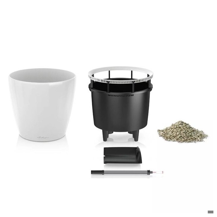 Jardiniere - LECHUZA - Classico 35 LS ALL-IN-ONE - Blanc brillant - Systeme d'irrigation - 13 L