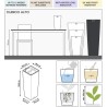 LECHUZA Pot de fleurs Cubico Alto 40 ALL-IN-ONE - 40 x 40 x 105 cm - 1