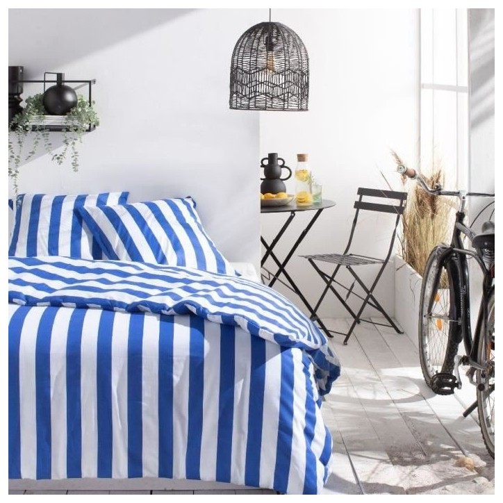 Parure de lit - TODAY Summer Stripes - 240x220 cm - 2 personnes - coton imprimé rayé Parure de lit - TODAY Summer Stripes - 240x220 cm - 2 personnes - coton imprimé rayé