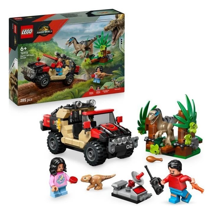 Jeu de construction - LEGO - 76972 - Jurassic World - Vélociraptor - 285 pieces - 4x4 Jeu de construction - LEGO - 76972 - Jurassic World - Vélociraptor - 285 pieces - 4x4