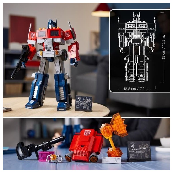 LEGO ICONS™ 10302 Optimus Prime, Figurine Autobot Robot de Transformers, Maquette Camion, Adulte