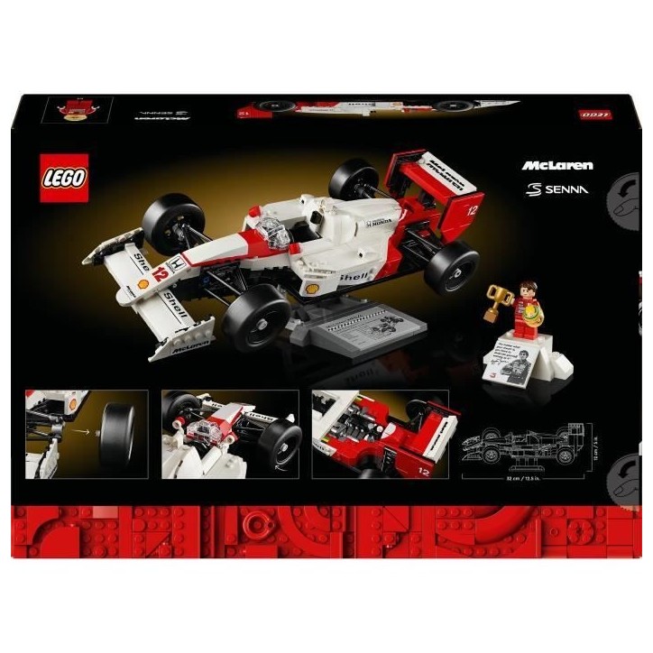 LEGO Icons 10330 McLaren MP4/4 et Ayrton Senna, Set Modele Réduit de Voiture pour Adultes