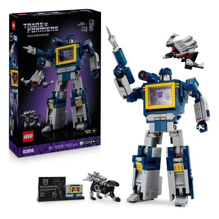 LEGO Icons 10358 Transformers : Soundwave - Set de Construction pour Adulte - Maquette