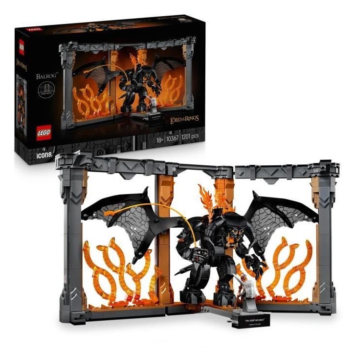 LEGO Icons Le Seigneur des Anneaux : Book Nook du Balrog - Set de Construction - Décoration pour Étagere DIY - Minifigurine de LEGO Icons Le Seigneur des Anneaux : Book Nook du Balrog - Set de Construction - Décoration pour Étagere DIY - Minifigurine de