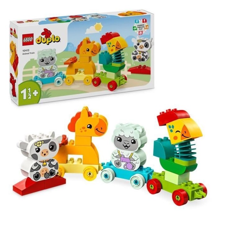 LEGO 10412 DUPLO My First Le Train des Animaux, Jouet a Roues pour Enfants, Animaux Créatifs a Construire