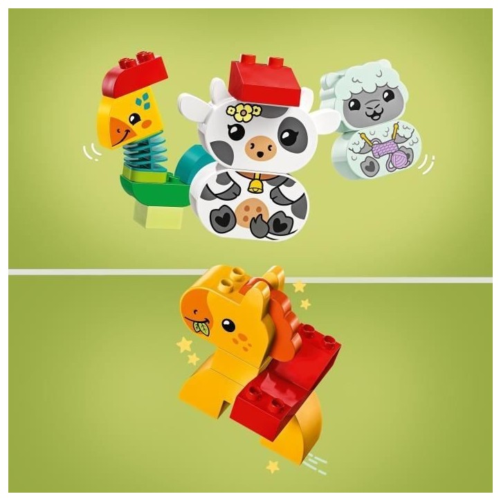 LEGO 10412 DUPLO My First Le Train des Animaux, Jouet a Roues pour Enfants, Animaux Créatifs a Construire