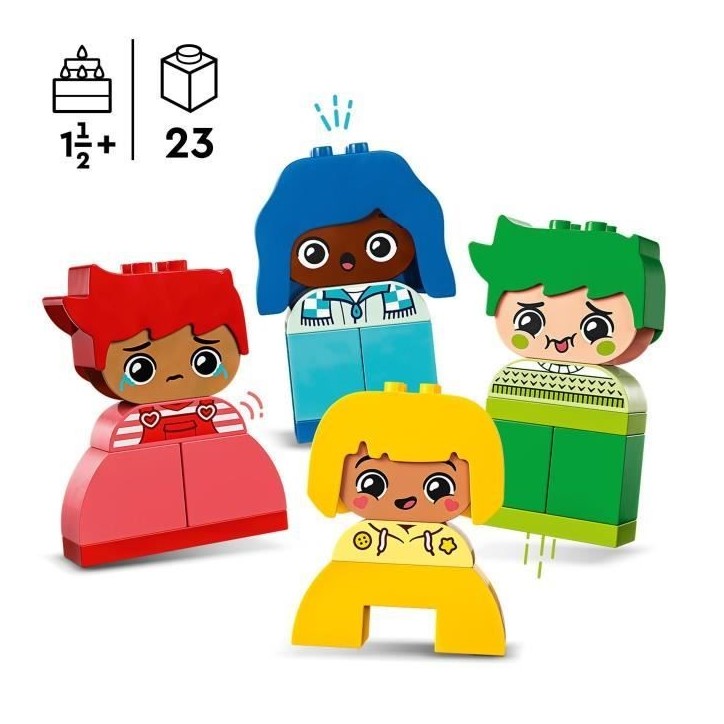 LEGO 10415 DUPLO My First Fortes Émotions et Grands Sentiments, Jouet pour Bébés, 23 Briques Colorées et 4 Personnages