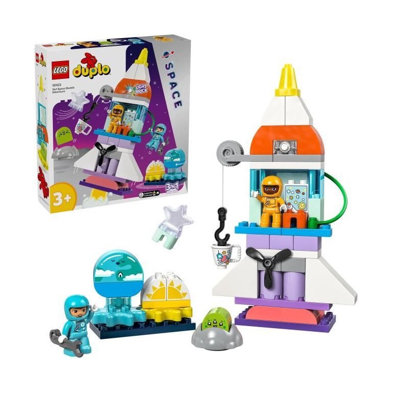 LEGO 10422 DUPLO L'Aventure en Navette Spatiale 3-en-1, Jouet de Const