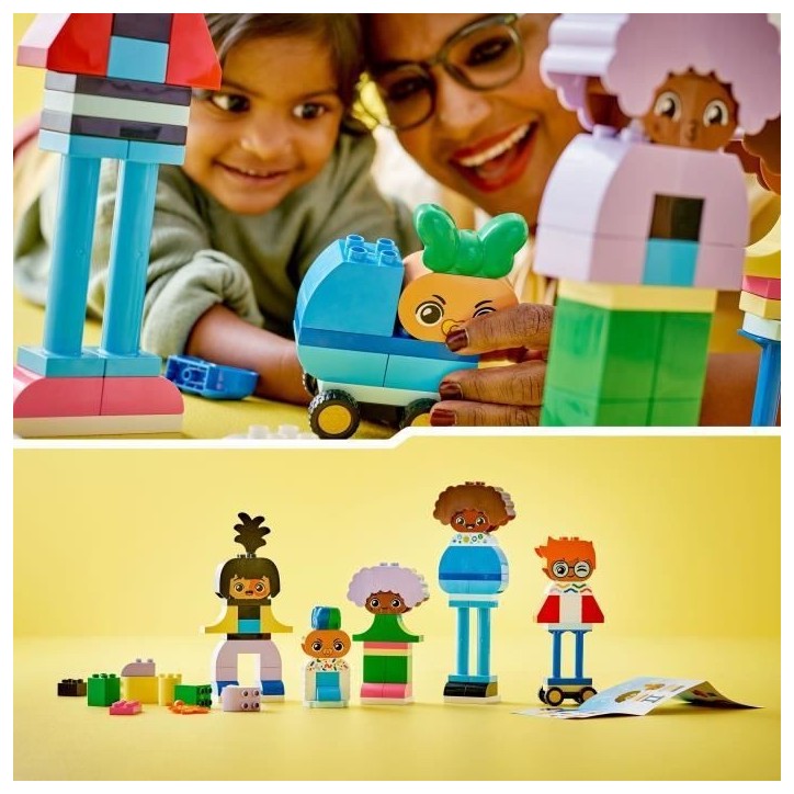 LEGO 10423 DUPLO Ma Ville Personnages a Construire aux Différentes Émotions, Jouet avec 71 Briques avec 5 Personnages