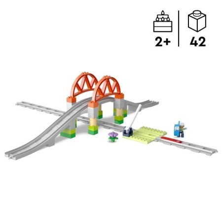 LEGO DUPLO Ma ville 10426 Set d'extension : Les rails et le pont du train - Jouets d'éveil