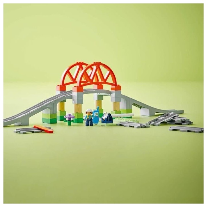 LEGO DUPLO Ma ville 10426 Set d'extension : Les rails et le pont du train - Jouets d'éveil