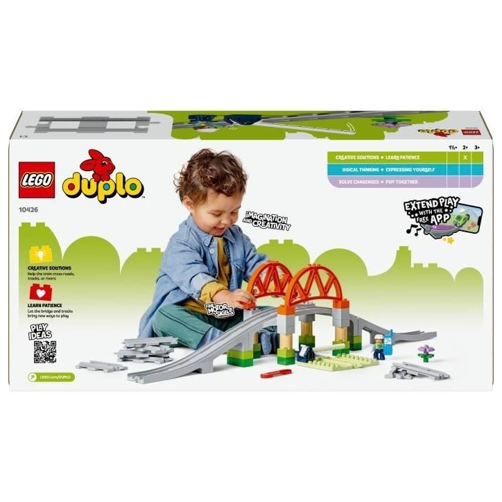 LEGO DUPLO Ma ville 10426 Set d'extension : Les rails et le pont du train - Jouets d'éveil