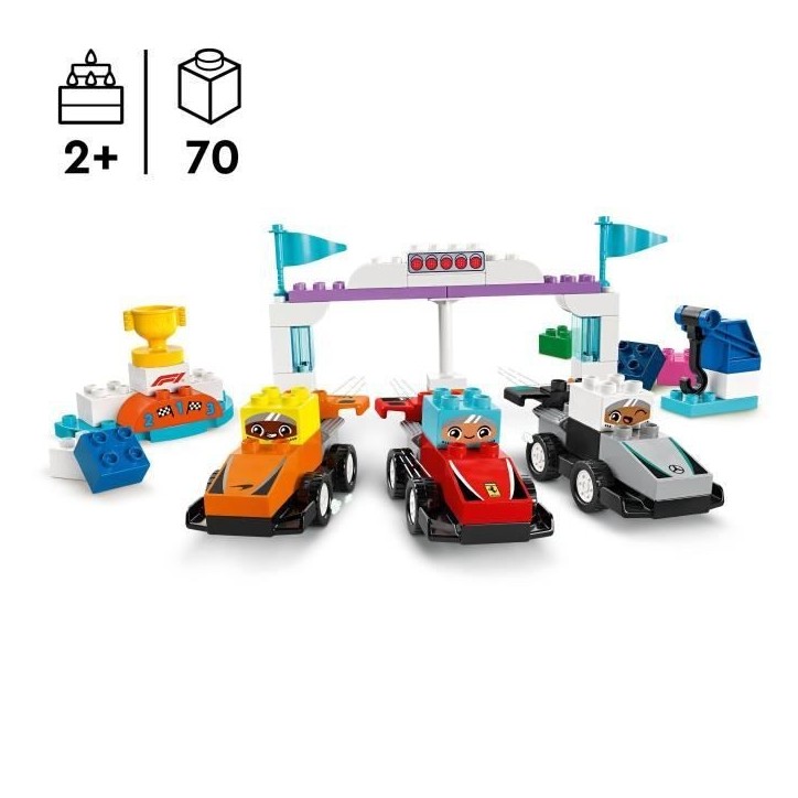 LEGO DUPLO Ma ville 10445 Voitures de course et pilotes d'une écurie de F1 - Jouet 2 ans