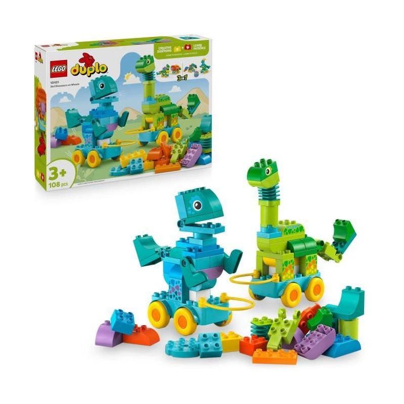LEGO DUPLO Ma Ville 10451 Dinosaures sur Roues 3-en-1 - Jeu d'éveil d LEGO DUPLO Ma Ville 10451 Dinosaures sur Roues 3-en-1 - Jeu d'éveil d
