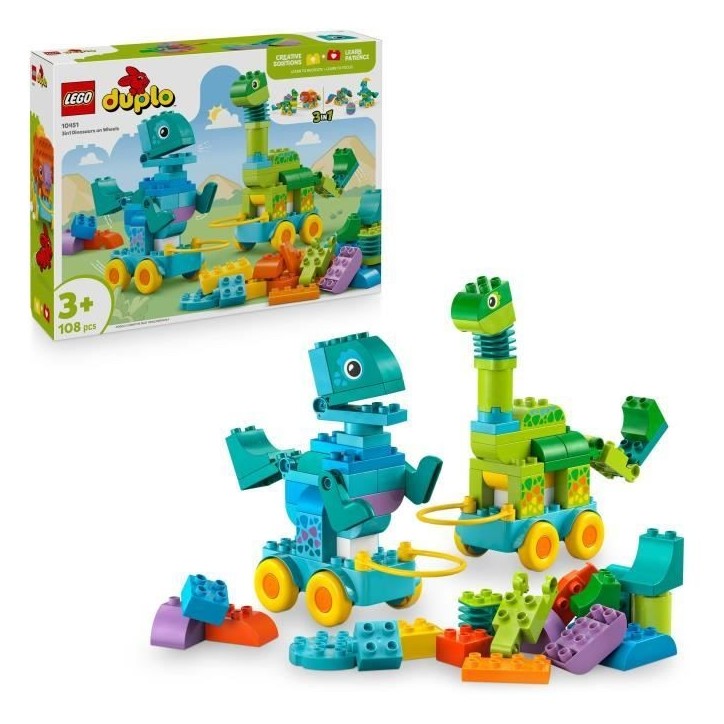 LEGO DUPLO Ma Ville 10451 Dinosaures sur Roues 3-en-1 - Jeu d'éveil des 3 ans