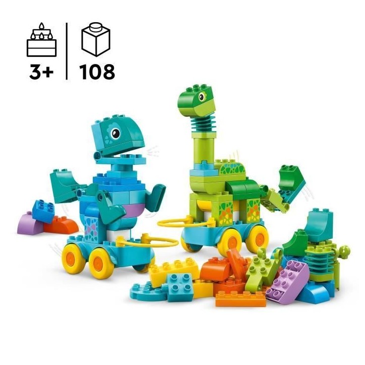 LEGO DUPLO Ma Ville 10451 Dinosaures sur Roues 3-en-1 - Jeu d'éveil des 3 ans