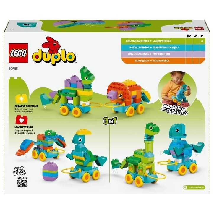 LEGO DUPLO Ma Ville 10451 Dinosaures sur Roues 3-en-1 - Jeu d'éveil des 3 ans
