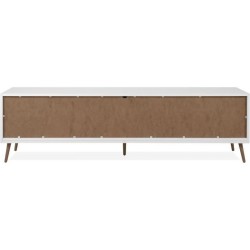 Meuble TV - ARONA - Blanc / Chene artisan - 3 abbatants - 175 x 50 x 3