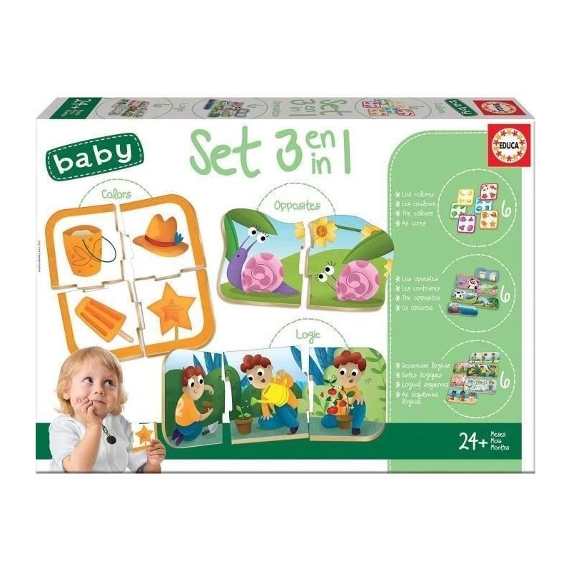 Set de 3 jeux éducatifs - EDUCA - Set Baby 3 en 1 Set de 3 jeux éducatifs - EDUCA - Set Baby 3 en 1