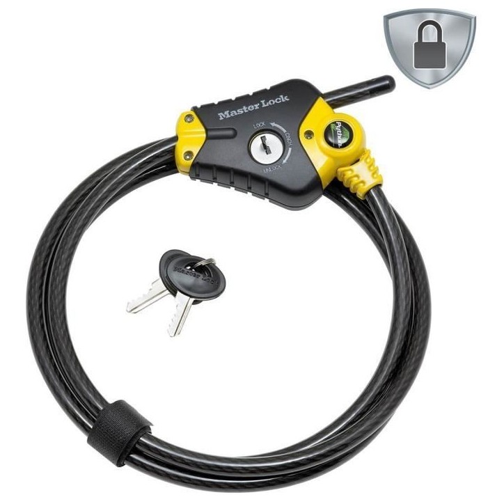 Antivol - MASTER LOCK - Python 8433EURD - Longueur ajustable de 30 cm a 1,8 m - Acier torsadé - Noir