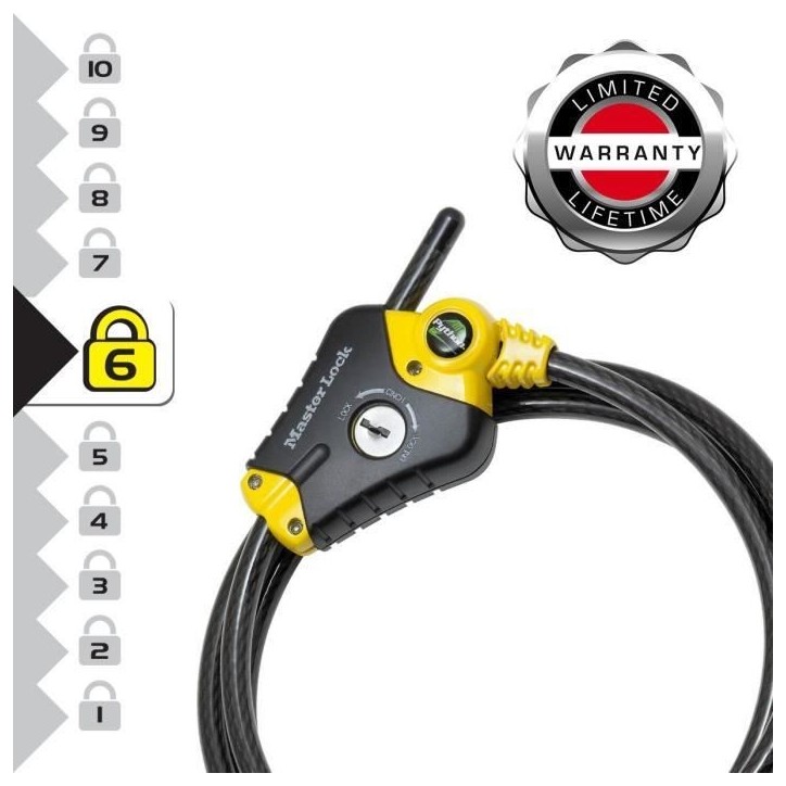 Antivol - MASTER LOCK - Python 8433EURD - Longueur ajustable de 30 cm a 1,8 m - Acier torsadé - Noir