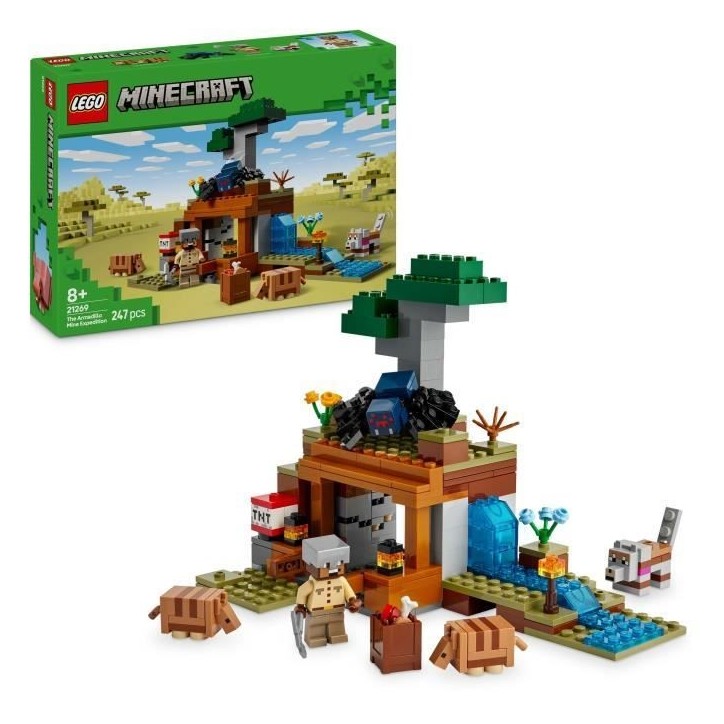 LEGO Minecraft 21269 L'expédition dans la mine du tatou - Jeu de construction pour garçon