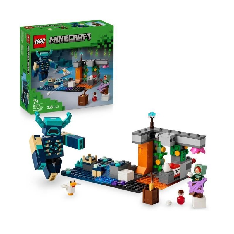 LEGO Minecraft 21274 La Rencontre Avec Le Warden - Jouet Collector Pou