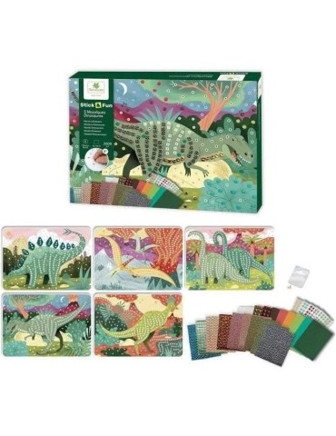 Kit de mosaique dinosaures - Sycomore - 5 tableaux - Plus de 2000 mousses autocollantes et joyaux
