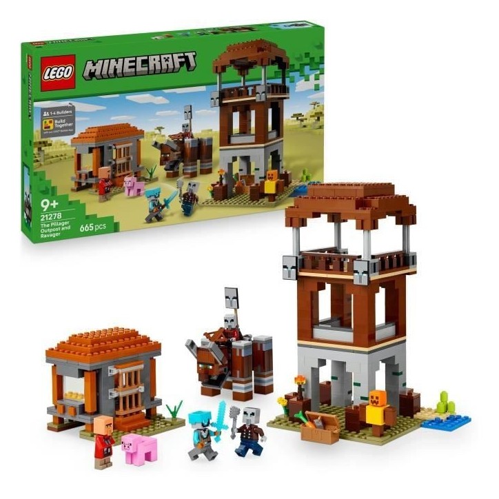 LEGO Minecraft 21278 L'Avant-Poste De Pillards Et Le Ravageur - Jeu Pour Garçon Des 9 Ans