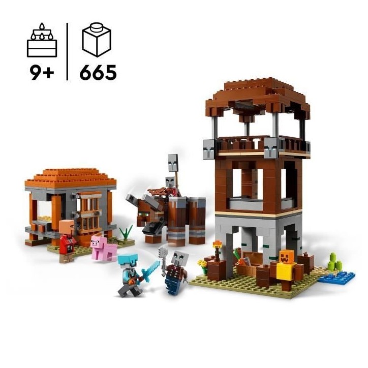 LEGO Minecraft 21278 L'Avant-Poste De Pillards Et Le Ravageur - Jeu Pour Garçon Des 9 Ans