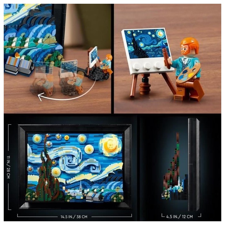 LEGO Ideas 21333 Exclu Cdiscount Vincent Van Gogh - La Nuit Étoilée, Reproduction de Tableau sur Toile LEGO Ideas 21333 Exclu Cdiscount Vincent Van Gogh - La Nuit Étoilée, Reproduction de Tableau sur Toile