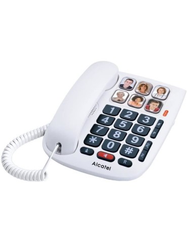 Téléphone filaire senior Alcatel TMax 10 - 6 mémoires directes avec photo - Fonction mains-libres - Blanc