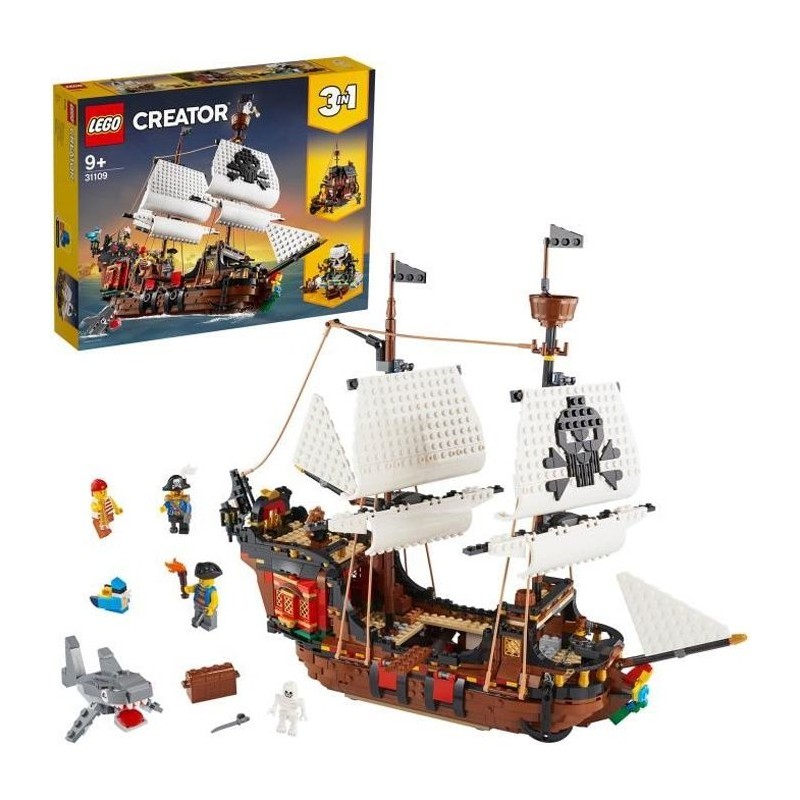 LEGO Creator 3-en-1 31109 Le Bateau Pirate, Jouet, Figurine Animaux Ma LEGO Creator 3-en-1 31109 Le Bateau Pirate, Jouet, Figurine Animaux Ma