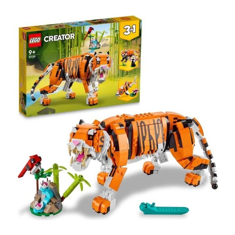 LEGO 31129 Creator 3-en-1 Sa Majesté le Tigre, Jouet et Figurine Anim