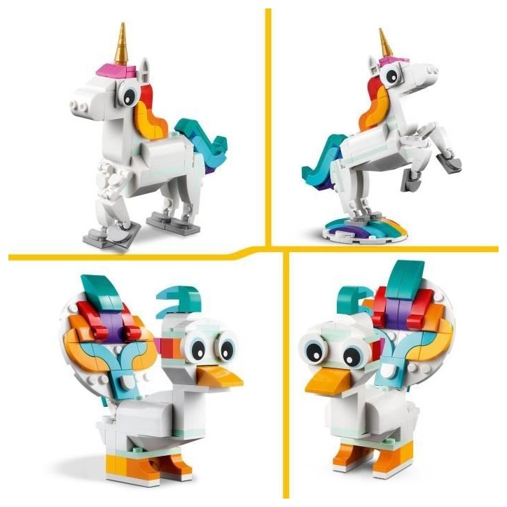 LEGO Creator 3-en-1 31140 La Licorne Magique, Jouet Hippocampe et Paon, Figurines d'Animaux LEGO Creator 3-en-1 31140 La Licorne Magique, Jouet Hippocampe et Paon, Figurines d'Animaux
