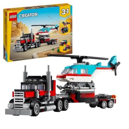 LEGO 31146 Creator 3en1 Le Camion Remorque avec Hélicoptere, Jouet d'
