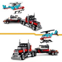 LEGO 31146 Creator 3en1 Le Camion Remorque avec Hélicoptere, Jouet d'