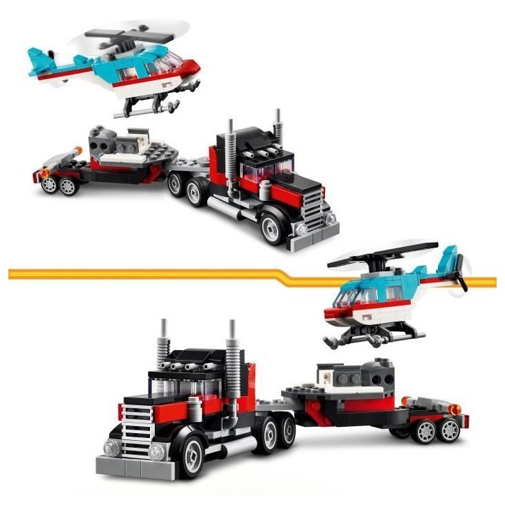LEGO 31146 Creator 3en1 Le Camion Remorque avec Hélicoptere, Jouet d'Hélicoptere et Camion, Avion et Camion-Citerne LEGO 31146 Creator 3en1 Le Camion Remorque avec Hélicoptere, Jouet d'Hélicoptere et Camion, Avion et Camion-Citerne