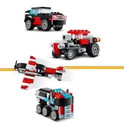 LEGO 31146 Creator 3en1 Le Camion Remorque avec Hélicoptere, Jouet d'