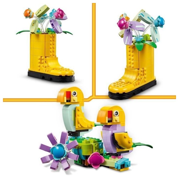 LEGO 31149 Creator 3en1 Les Fleurs dans l'Arrosoir, Jouet pour Enfants, avec Arrosoir, Bouquet de Fleurs et 2 Oiseaux