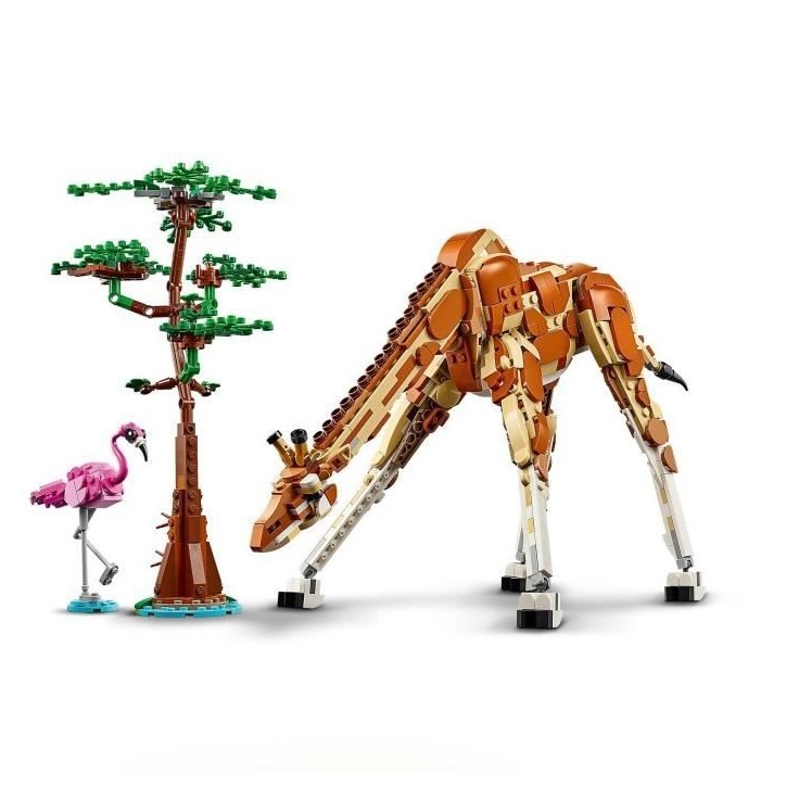 LEGO 31150 Creator 3en1 Les Animaux Sauvages du Safari, Jouet avec Figurines d'Animaux, Girafe, Gazelles et Lion