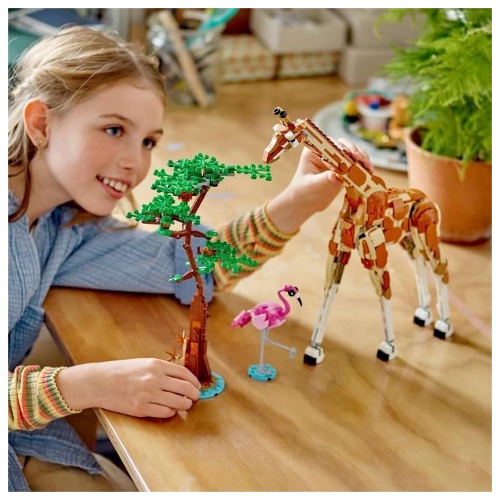 LEGO 31150 Creator 3en1 Les Animaux Sauvages du Safari, Jouet avec Figurines d'Animaux, Girafe, Gazelles et Lion