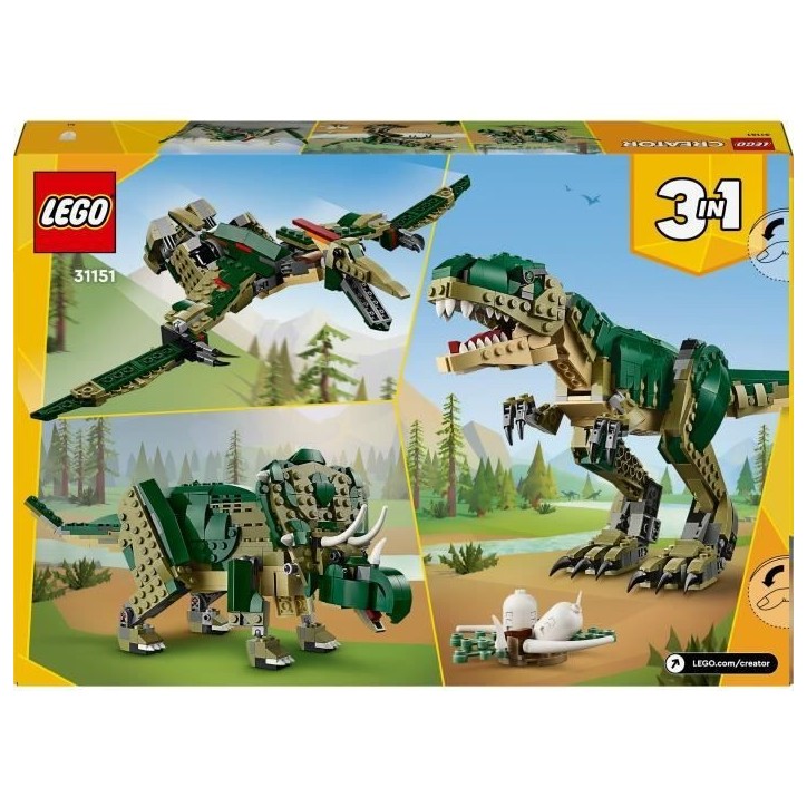 LEGO Creator 31151 3-en-1 Le T-rex - Dinosaure jouet tricératops ou ptérodactyle LEGO Creator 31151 3-en-1 Le T-rex - Dinosaure jouet tricératops ou ptérodactyle