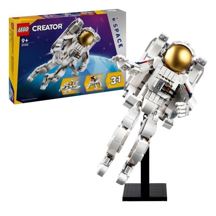 LEGO 31152 Creator 3en1 L'Astronaute dans l'Espace, Jouet de Construction avec Chien et Navette Spatiale, Décoration