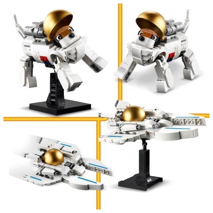 LEGO 31152 Creator 3en1 L'Astronaute dans l'Espace, Jouet de Construction avec Chien et Navette Spatiale, Décoration