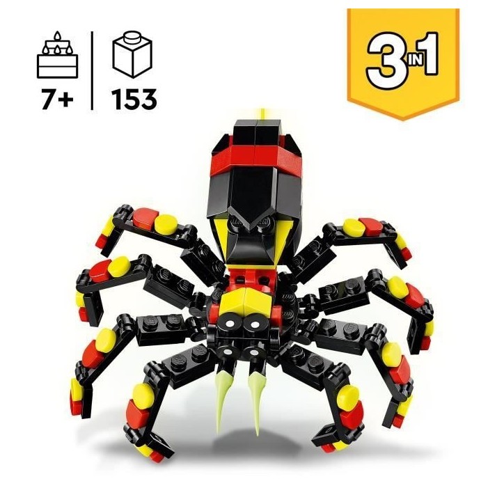 LEGO Creator 31159 3-en-1 Animaux sauvages : l'araignée surprenante - Jouet des 7 ans